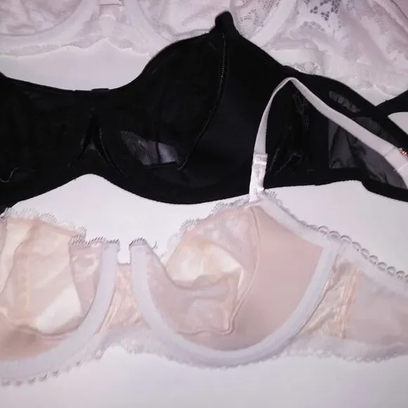 Set of 4 Victoria Secret Bra 32C Push Up Without PaddingDemi White Beige Black